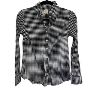 The Perfect Shirt by J.Crew Black White Gingham Long Sleeve Button Up Size 0